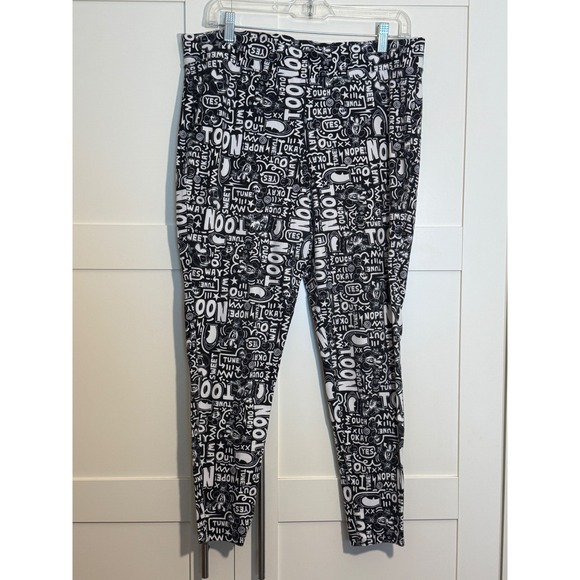 Disney Toon Black and White Graphic Print leggings Size 2 Cartoon - Picture 1 of 8